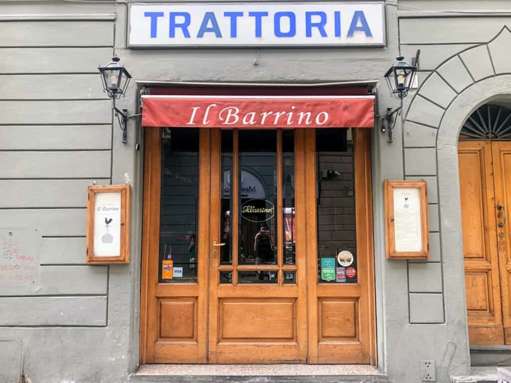 Outside entrance of a trattoria in Italy.