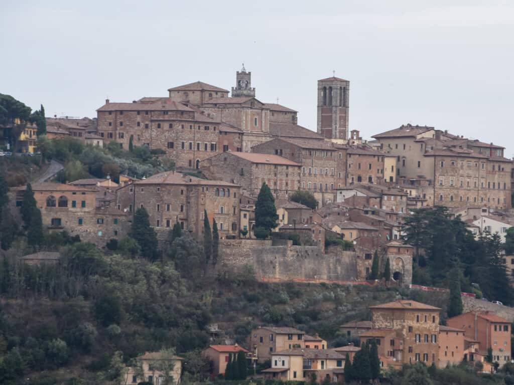 View of Montepulciano buildings from afar.